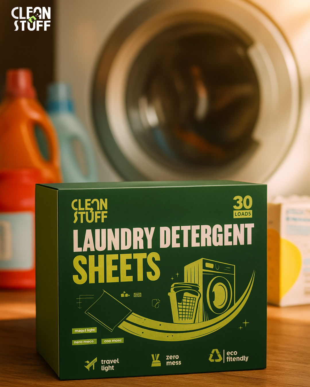 CleanStuff Laundry Detergent Sheets (Ultra-Light, Zero-Waste Laundry Solution)